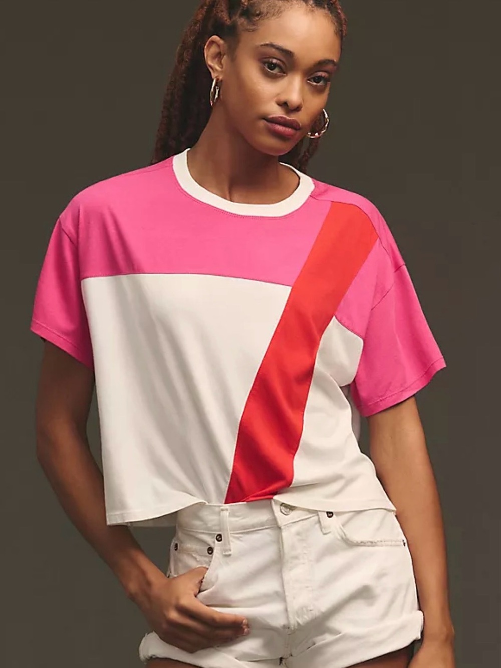 Anthropologie Maeve Spliced Boxy Tee Size Small